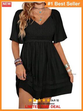 Western Cowgirl Hollow Out Ruffle A Line Short Summer Dress